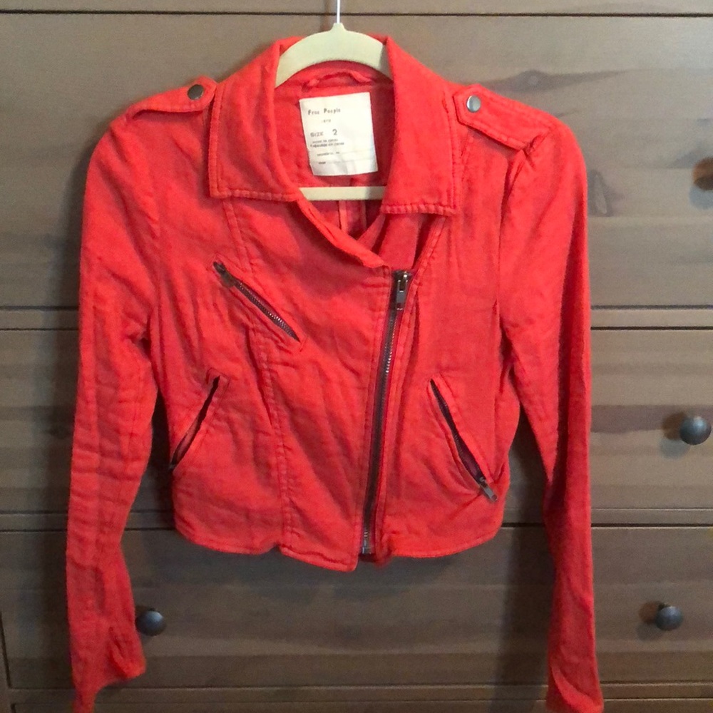 Red moto jacket